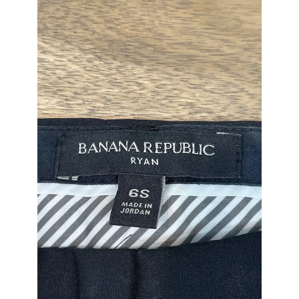 Banana Republic Ryan Pants Size 6S Black Wool Blend Mid Rise Tailored Ankle